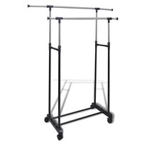 vidaXL Adjustable Clothes Rack 4 Castors 2 Hanging Rails,  vidaXL Adjustable Clothes Rack 4 Castors 2 Hanging Rails