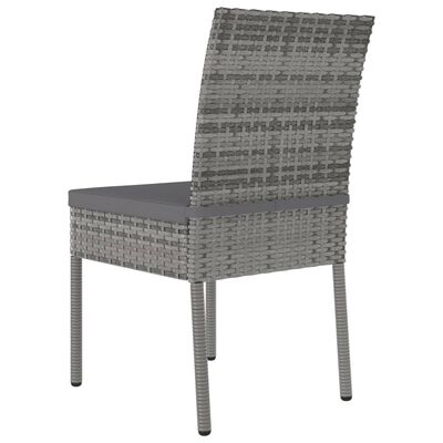 vidaXL 3 Piece Garden Dining Set Poly Rattan Grey, grey vidaXL 3 Piece Garden Dining Set Poly Rattan Grey