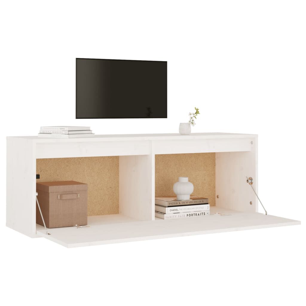 vidaXL Wall Cabinet White 100x30x35 cm Solid Wood Pine