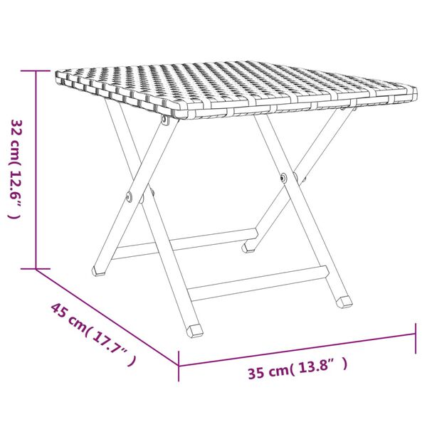 vidaXL Folding Table Grey 45x35x32 cm Poly Rattan