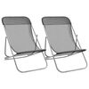 vidaXL Folding Beach Chairs 2 pcs Grey Textilene&Powder-coated Steel