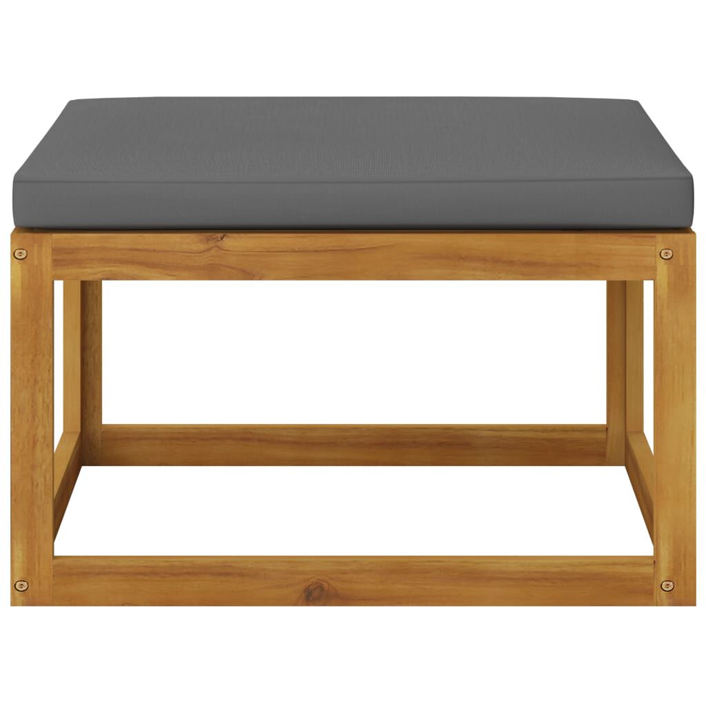 vidaXL Footrest with Dark Grey Cushion Solid Acacia Wood
