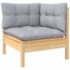 vidaXL 3 Piece Garden Lounge Set with Grey Cushions Solid Pinewood