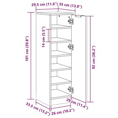 vidaXL Shoe Cabinet Black 30x35x100 cm Engineered Wood, black vidaXL Shoe Cabinet Black 30x35x100 cm Engineered Wood