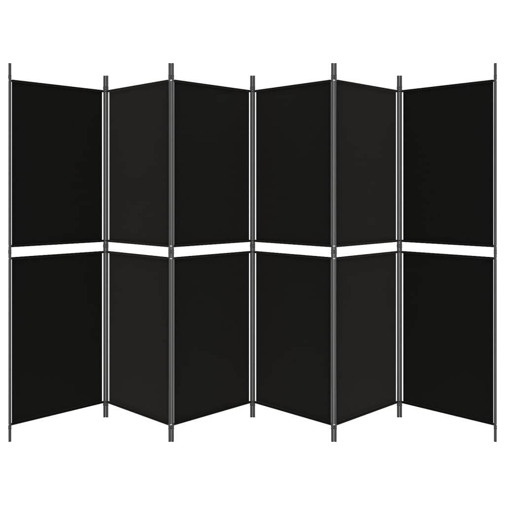 vidaXL 6-Panel Room Divider Black 300x180 cm Fabric