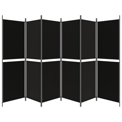 vidaXL 6-Panel Room Divider Black 300x180 cm Fabric, black vidaXL 6-Panel Room Divider Black 300x180 cm Fabric