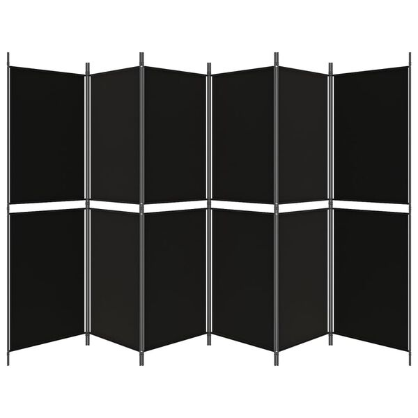 vidaXL 6-Panel Room Divider Black 300x180 cm Fabric