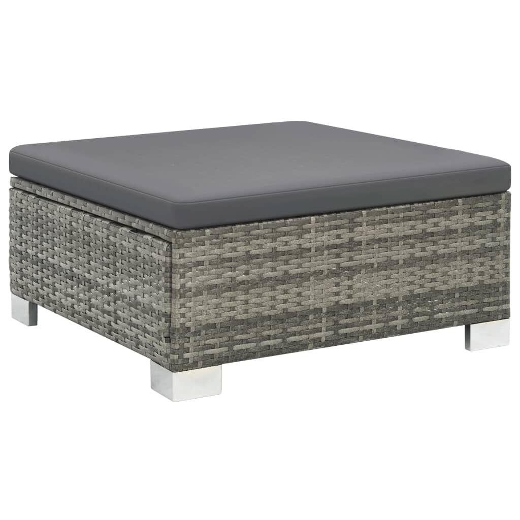 vidaXL 10 Piece Garden Lounge Set with Cushions Poly Rattan Grey