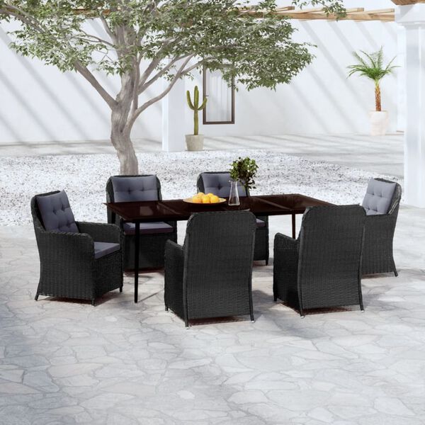 vidaXL 7 Piece Garden Dining Set Black