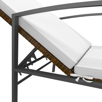 vidaXL Sun Loungers 2 pcs with Table Poly Rattan Brown, brown vidaXL Sun Loungers 2 pcs with Table Poly Rattan Brown