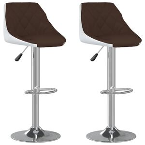 vidaXL Bar Stools 2 pcs Brown and White Faux Leather