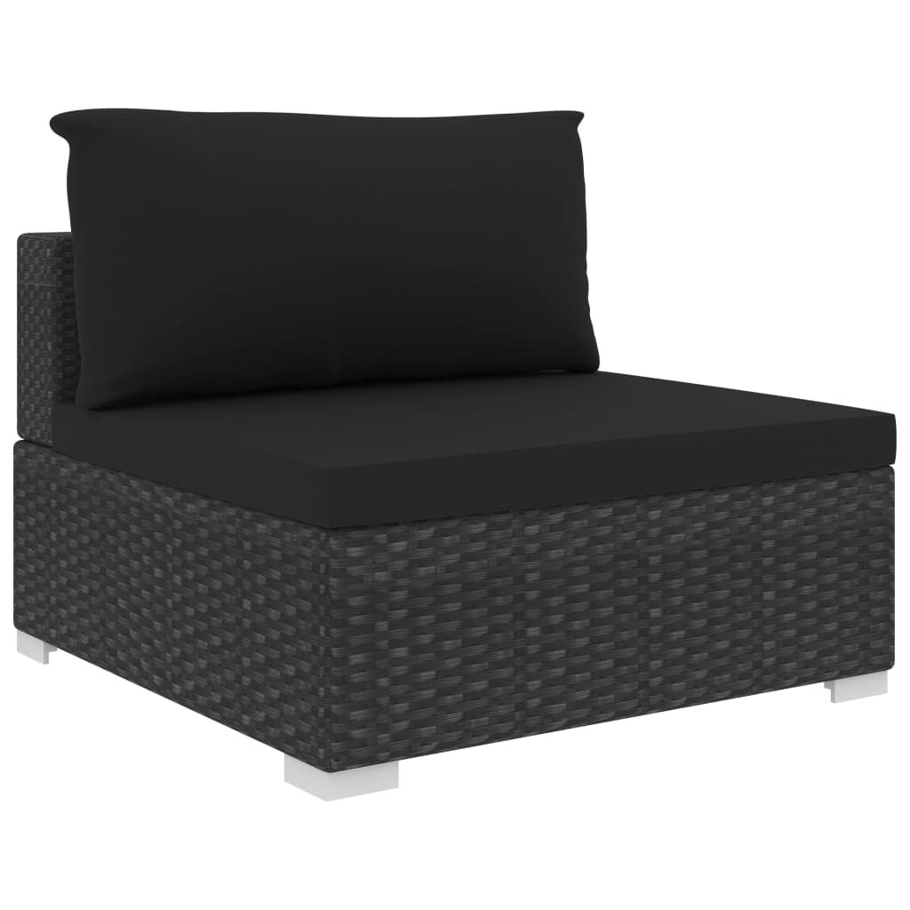 vidaXL 9 Piece Garden Lounge Set with Cushions Poly Rattan Black