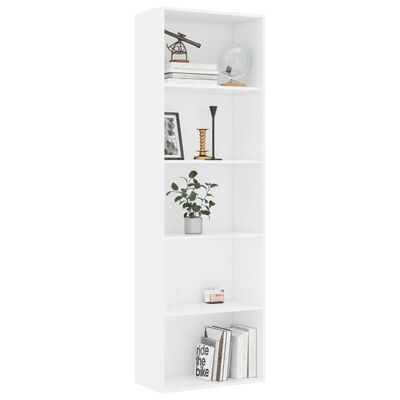 vidaXL 5-Tier Book Cabinet White 60x30x189 cm Engineered Wood, white vidaXL 5-Tier Book Cabinet White 60x30x189 cm Engineered Wood