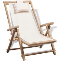 vidaXL Outdoor Deck Chair Bamboo, white vidaXL Outdoor Deck Chair Bamboo
