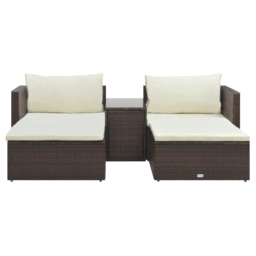 vidaXL 5 Piece Garden Lounge Set with Cushions Poly Rattan Brown