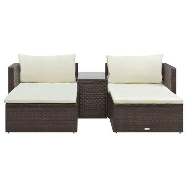 vidaXL 5 Piece Garden Lounge Set with Cushions Poly Rattan Brown