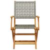 vidaXL Folding Garden Chairs 4 pcs Grey Poly Rattan and Solid Wood