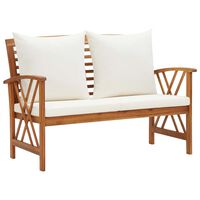 vidaXL Garden Bench with Cushions 119 cm Solid Acacia Wood, brown and cream vidaXL Garden Bench with Cushions 119 cm Solid Acacia Wood