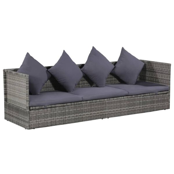 vidaXL Garden Bed Grey 200x60 cm Poly Rattan