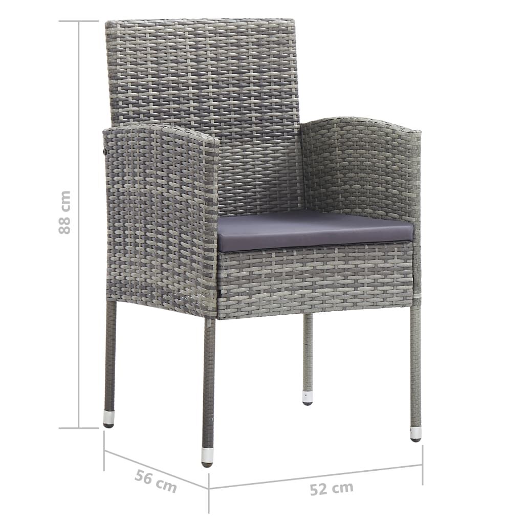 vidaXL 7 Piece Garden Dining Set Poly Rattan Anthracite & Grey