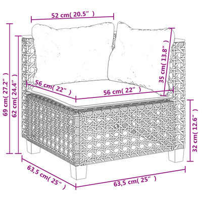 vidaXL 5 Piece Garden Sofa Set with Cushions Black Poly Rattan