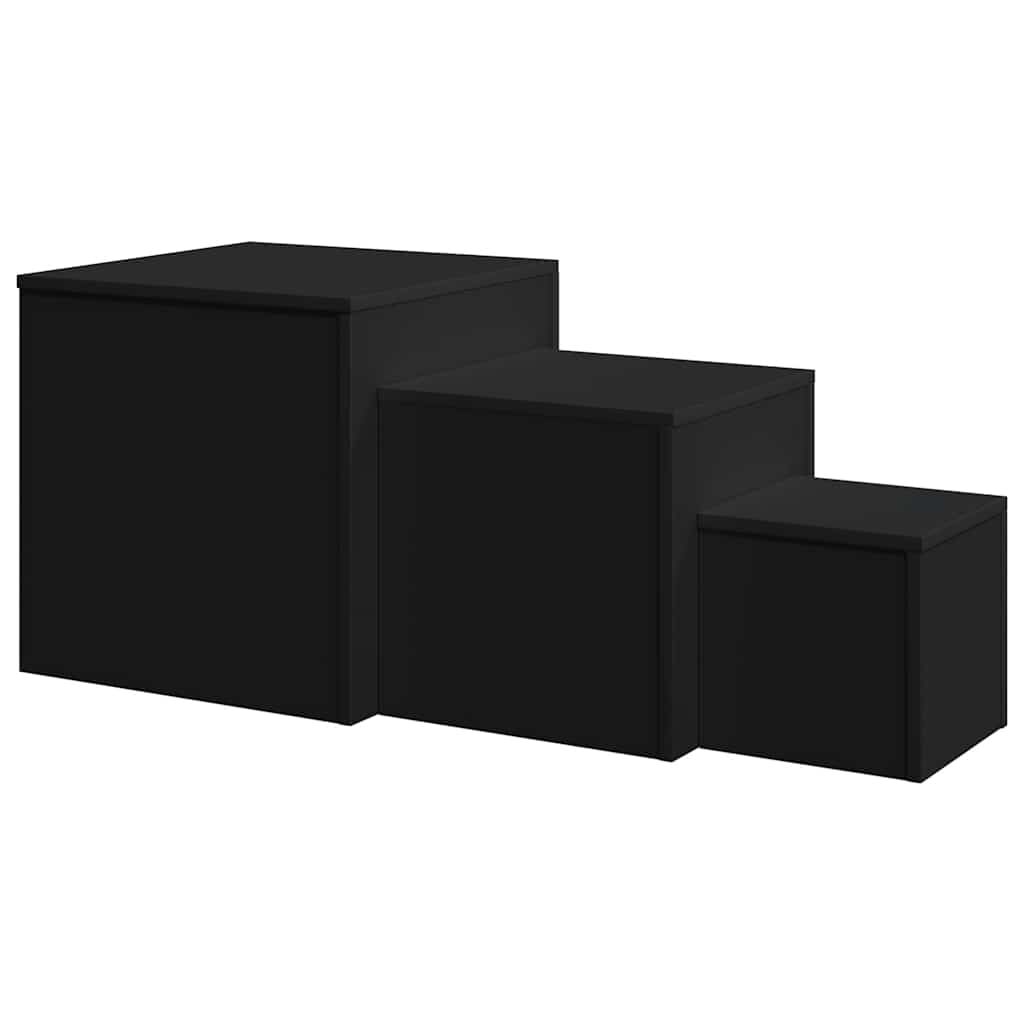 vidaXL Side Tables 3 pcs Black Engineered Wood