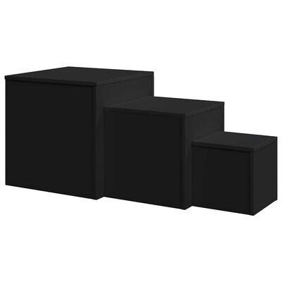 vidaXL Side Tables 3 pcs Black Engineered Wood, black vidaXL Side Tables 3 pcs Black Engineered Wood