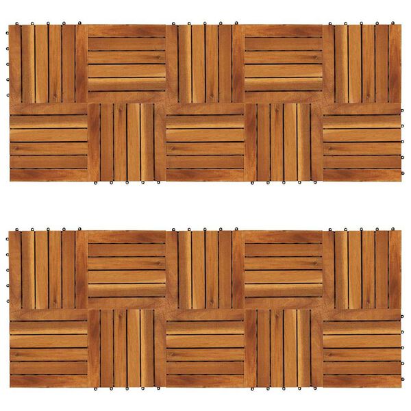 vidaXL Decking Tiles Vertical Pattern 30 x 30 cm Acacia Set of 20
