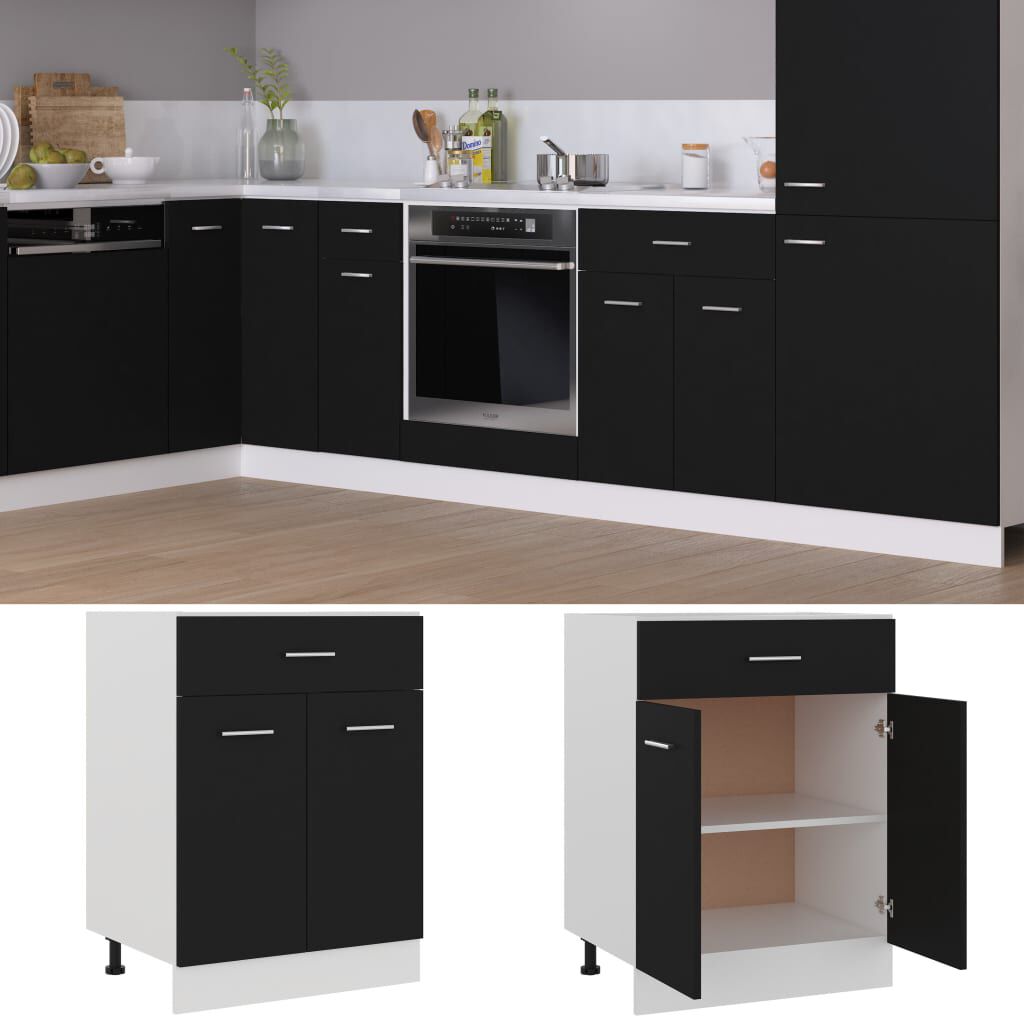 vidaXL Drawer Bottom Cabinet Lyon Black 60x46x81.5 cm Engineered Wood