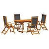 vidaXL 5 Piece Garden Dining Set Solid Wood Acacia and Textilene
