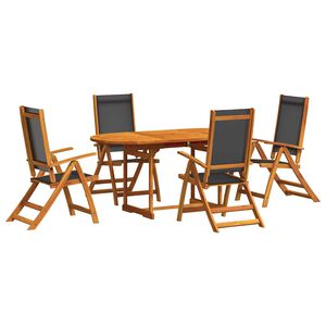 vidaXL 5 Piece Garden Dining Set Solid Wood Acacia and Textilene