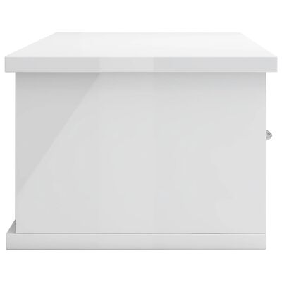 vidaXL Wall-mounted Drawer Shelf High Gloss White 60x26x18.5 cm Engineered Wood, high gloss white vidaXL Wall-mounted Drawer Shelf High Gloss White 60x26x18.5 cm Engineered Wood