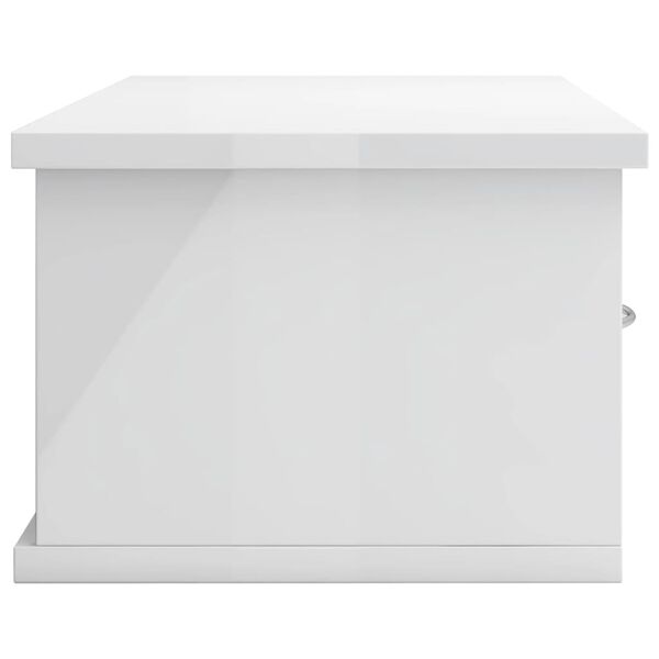 vidaXL Wall-mounted Drawer Shelf High Gloss White 60x26x18.5 cm Engineered Wood