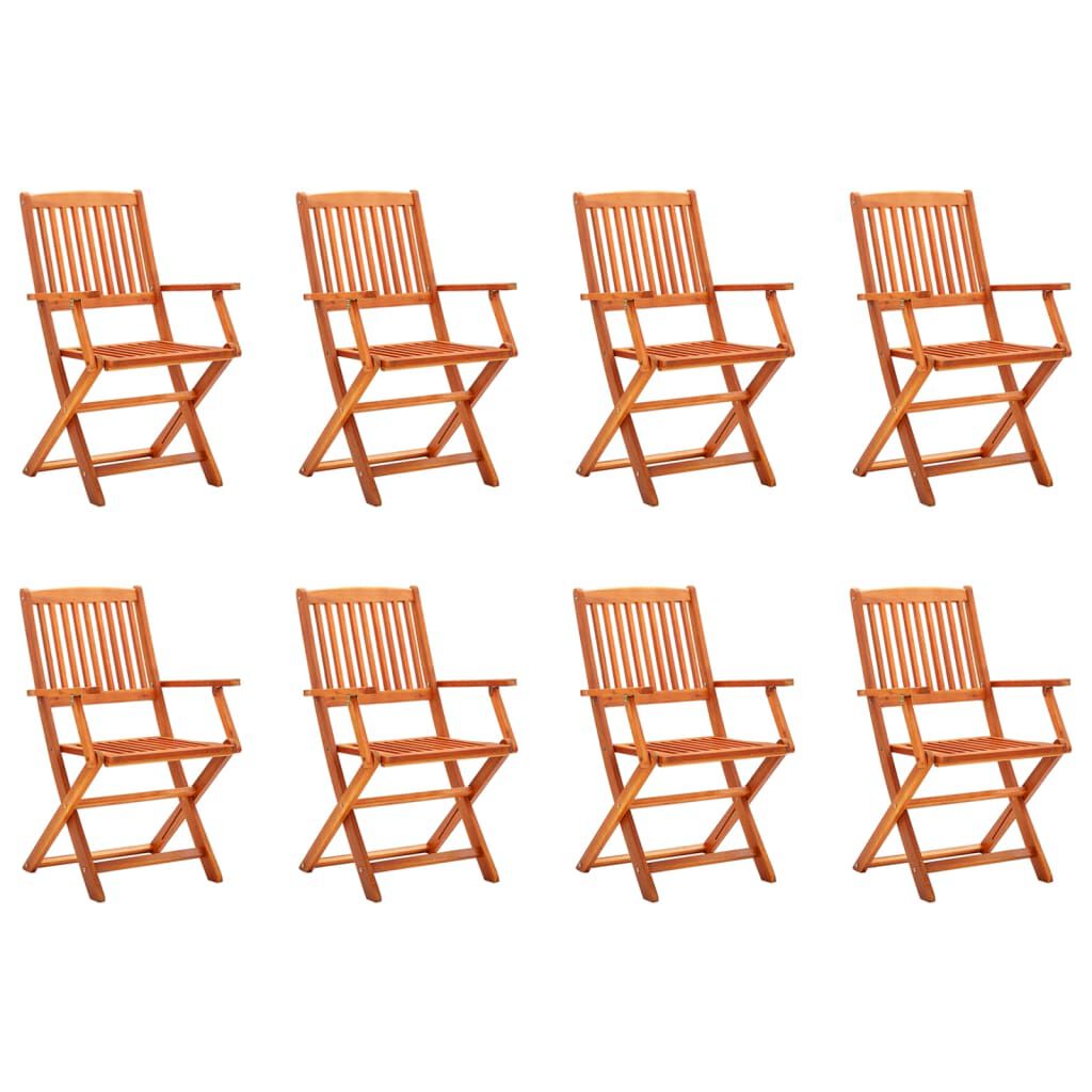 vidaXL Folding Garden Chairs 8 pcs Solid Eucalyptus Wood