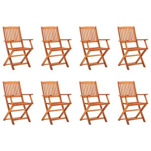 vidaXL Folding Garden Chairs 8 pcs Solid Eucalyptus Wood