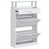 vidaXL Shoe Cabinet with a Drawer and a Top Glass Shelf Wood White