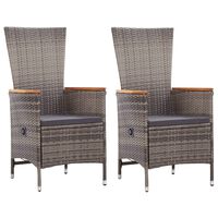 vidaXL Outdoor Chairs 2 pcs with Cushions Poly Rattan Grey, grey vidaXL Outdoor Chairs 2 pcs with Cushions Poly Rattan Grey