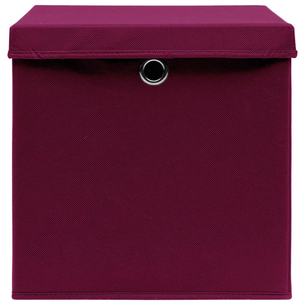 vidaXL Storage Boxes with Covers 10 pcs 28x28x28 cm Dark Red