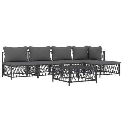 vidaXL 6 Piece Garden Lounge Set with Cushions Anthracite Steel