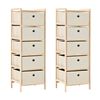 vidaXL Storage Racks with 5 Fabric Baskets 2 pcs Beige Cedar Wood