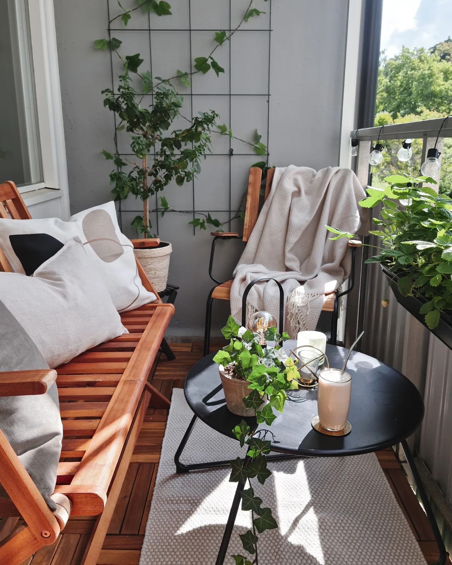 cosy balcony setting, coffee time