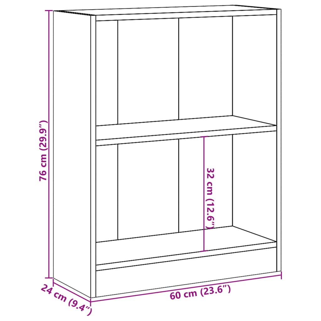 vidaXL Bookshelf Concrete Grey 60x24x76 cm Engineered Wood