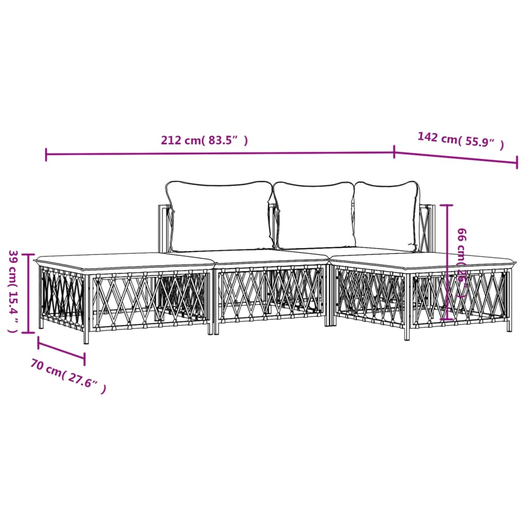 vidaXL 4 Piece Garden Lounge Set with Cushions Anthracite Steel