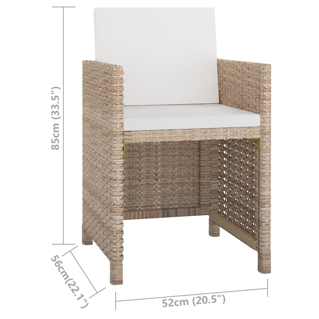 vidaXL 11 Piece Outdoor Dining Set with Cushions Poly Rattan Beige