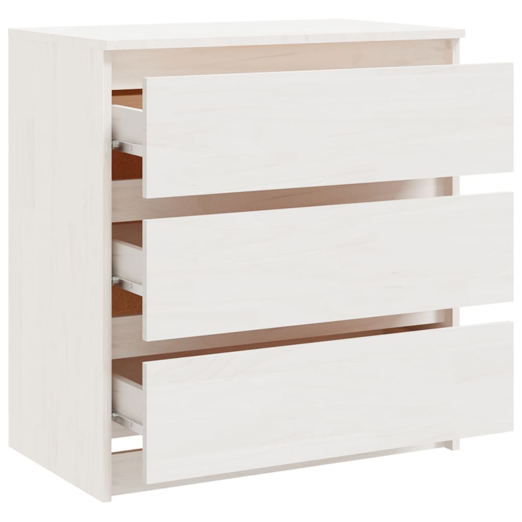 vidaXL Bedside Cabinet White 60x36x64 cm Solid Pinewood