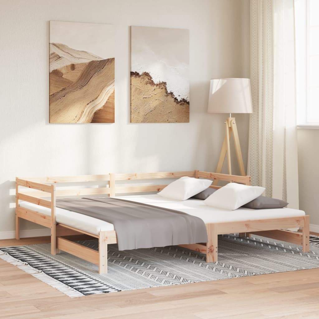 vidaXL Pull-out Day Bed without Mattress Solid Wood Pine 90x200 cm