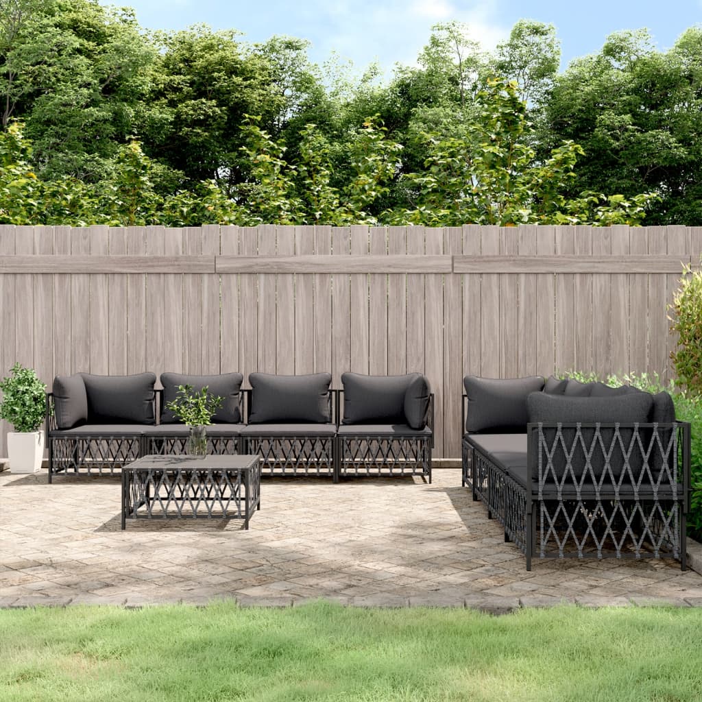 vidaXL 9 Piece Garden Lounge Set with Cushions Anthracite Steel