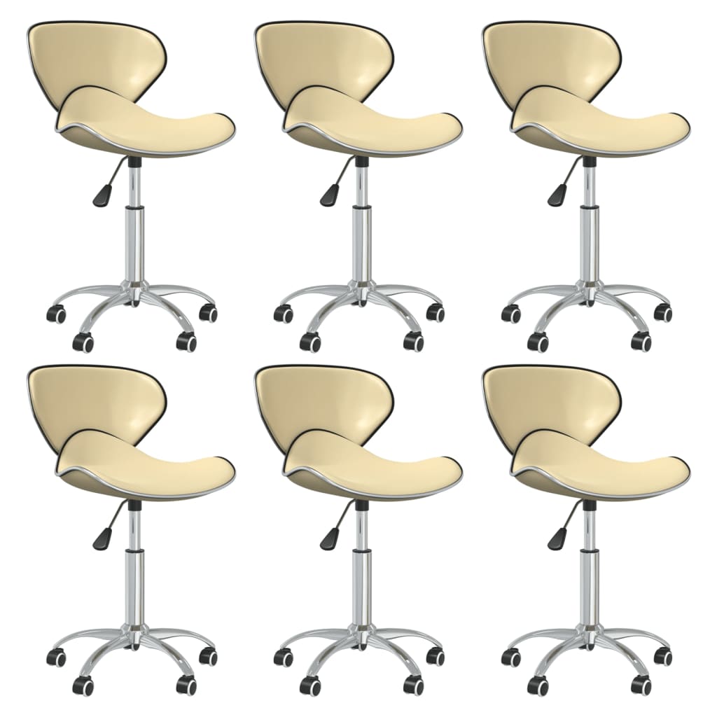 vidaXL Swivel Dining Chairs 6 pcs Cream Faux Leather