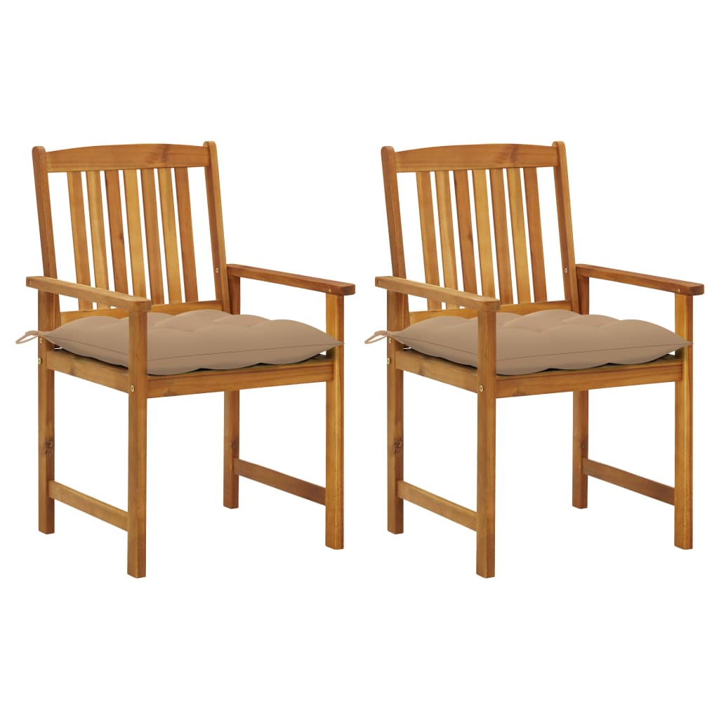 vidaXL Garden Chairs with Cushions 2 pcs Solid Acacia Wood