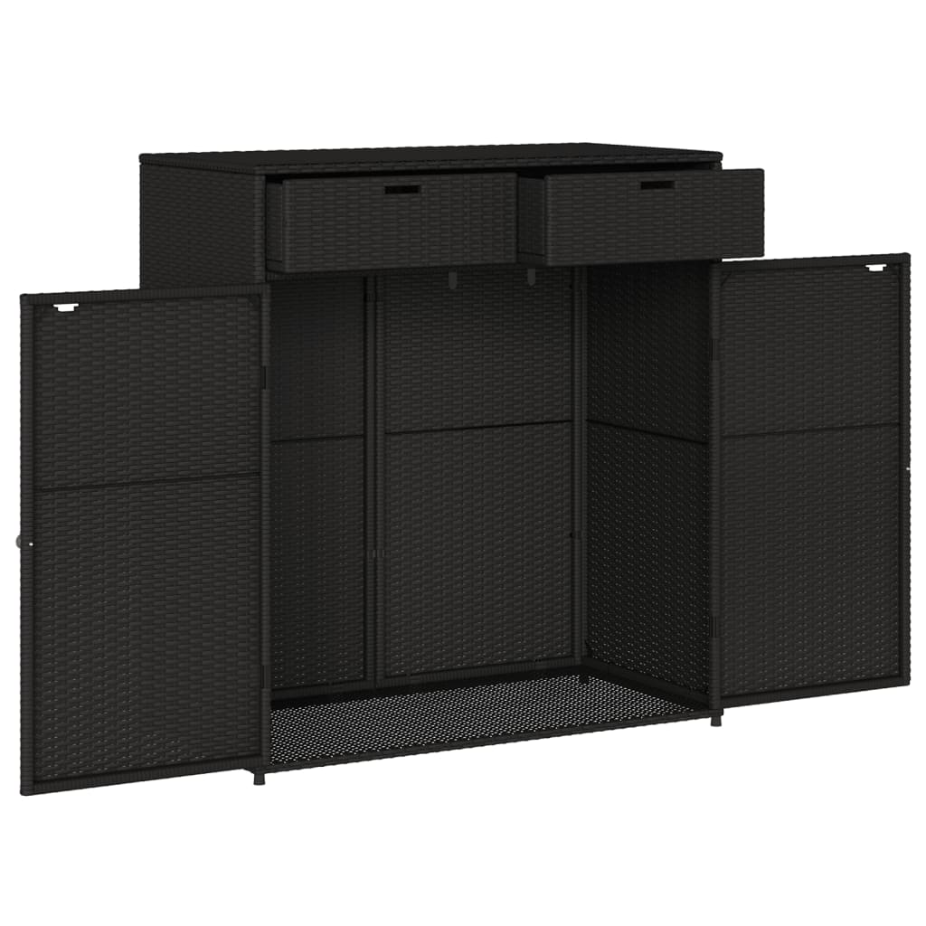 vidaXL Garden Storage Cabinet Black 105x55x113 cm Poly Rattan